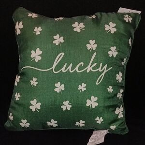 Lucky Green Shamrock Holiday Pillow - St. Patrick's Day Accent